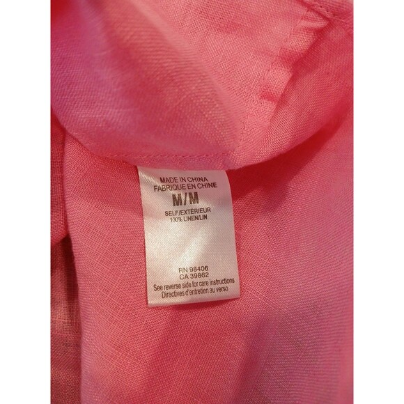 Theory Womens Linen Top Tank Medium Bright Pink Pockets Button Up Hidden Placket - Picture 11 of 12
